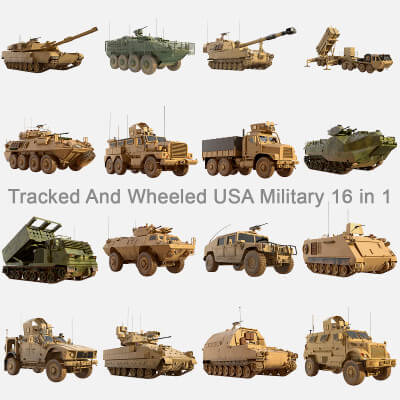 Tracked and Wheeled US Military 16 in 1
