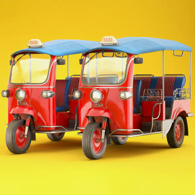Tuk Tuk Taxi High and Low Poly PBR