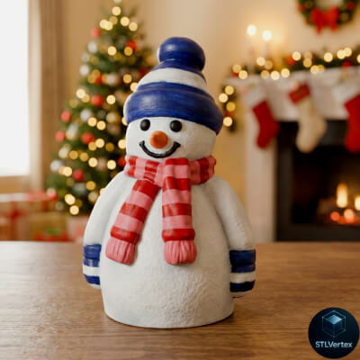 Charming Winter Snowman Decorative Figure 3D Printable Model by STLVertext