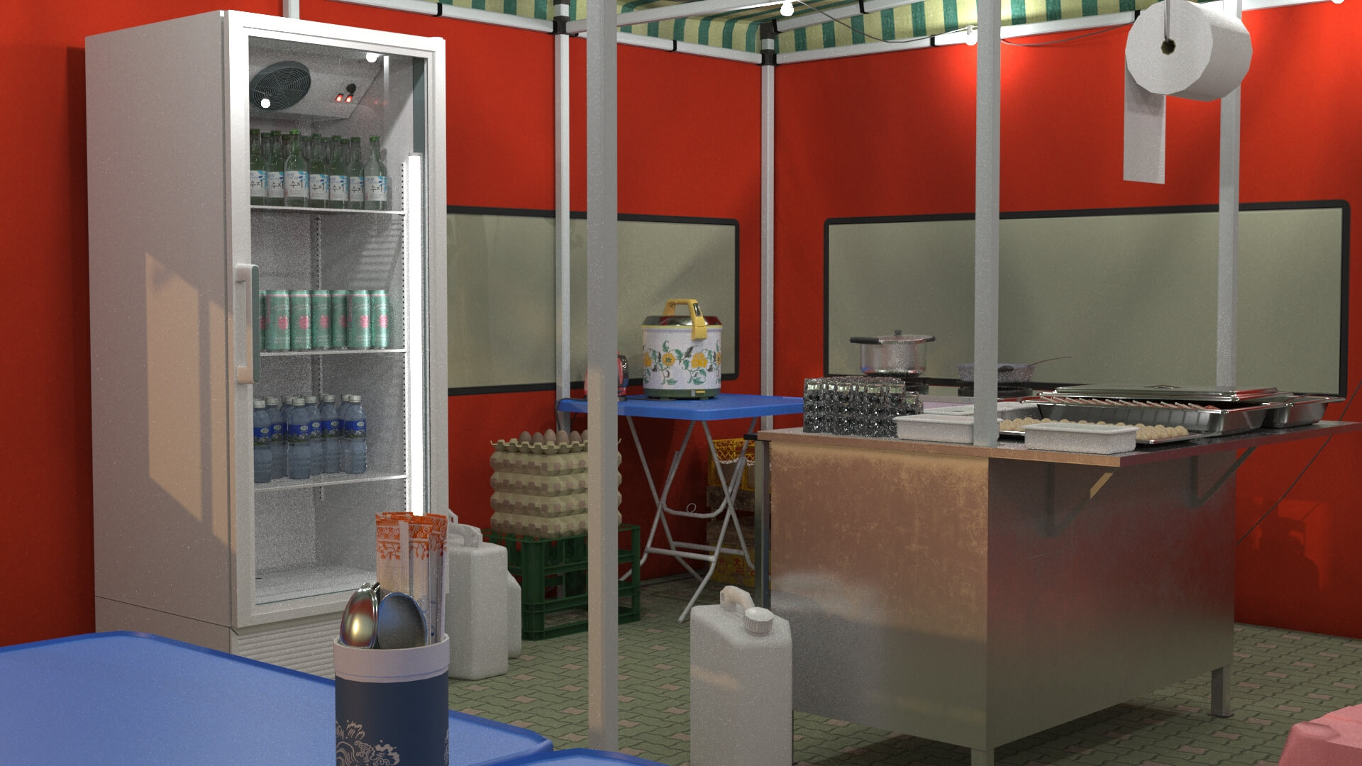 Pojangmacha With Interior 3D Model by studiovertex