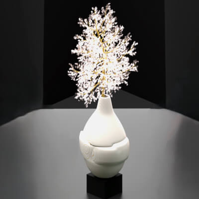 Free Modern Marble Fractal Vase - Organic Ceramic Sample