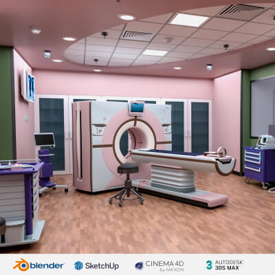 Cast Room Radiology Medical Spaces-Radiology-CT-Scan Room 3D Model by StudioNava