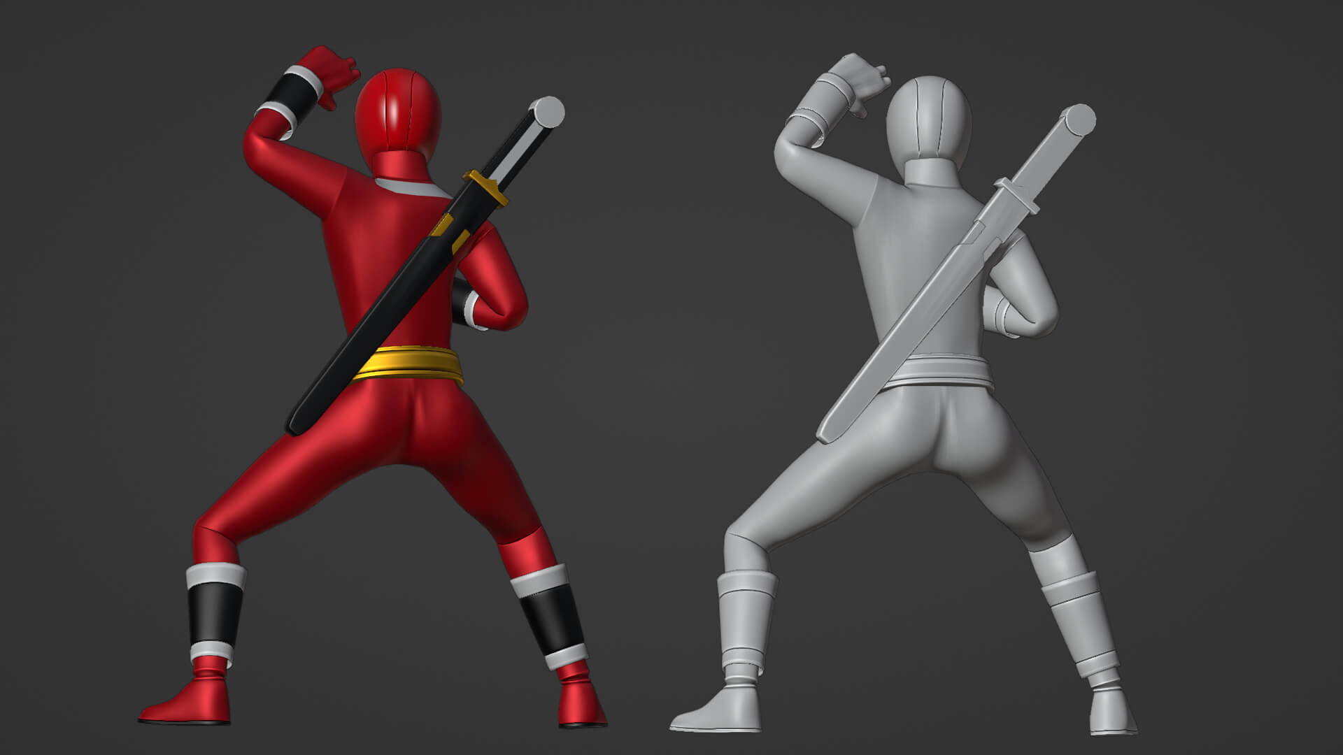 Red Ranger Alien Force Red Aquitian Ranger - Mighty Morphin Alien Rangers 3D Model by Summerforce