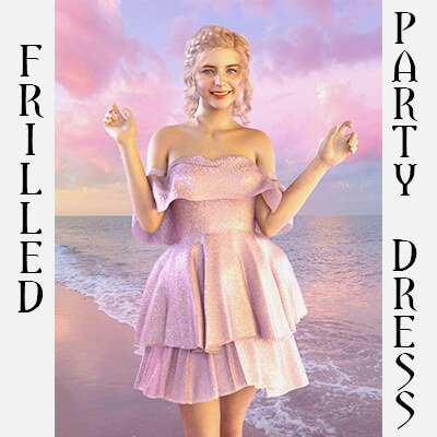 Frilled Party Dress for Genesis 8 Female