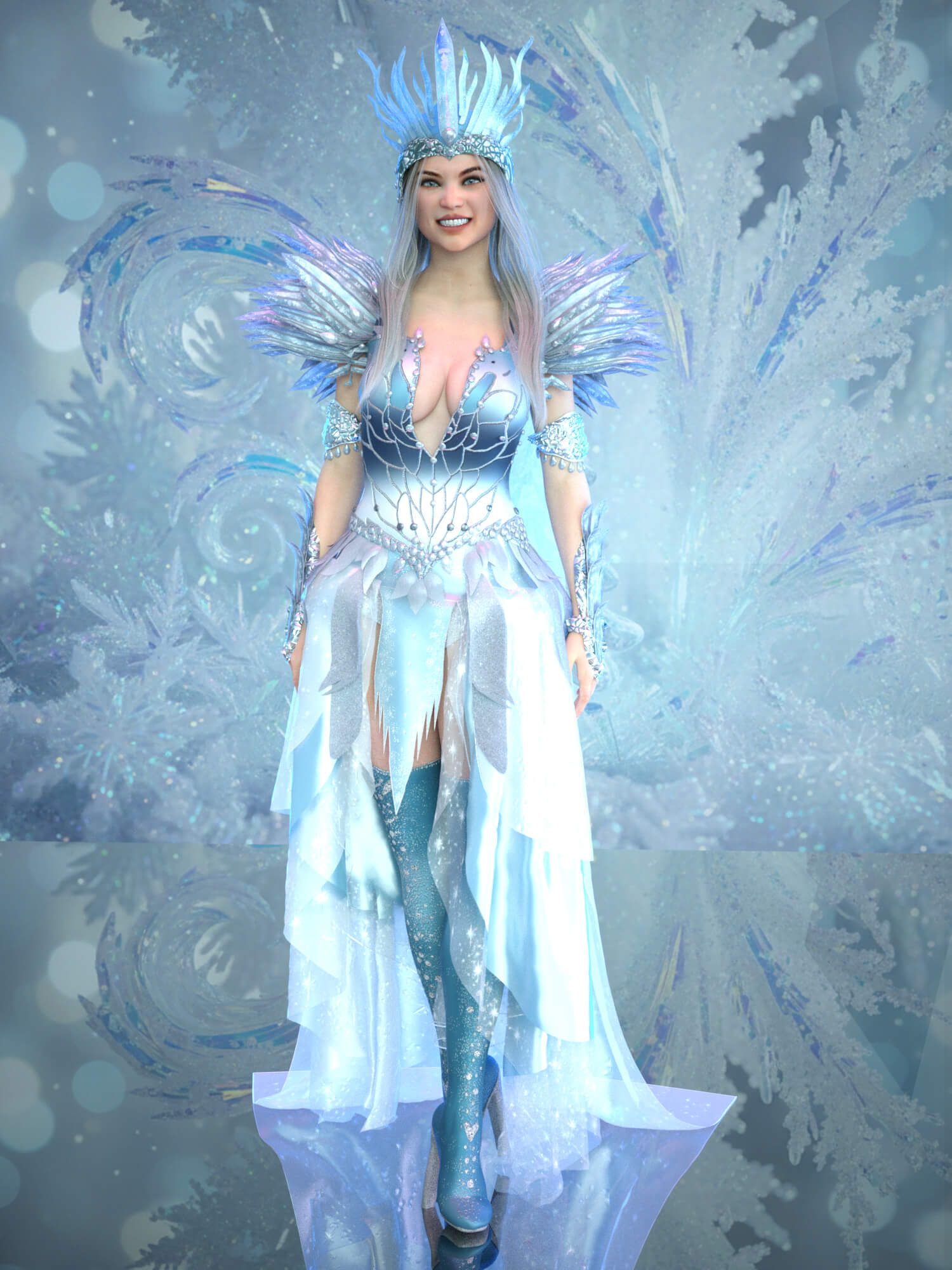 sachin and babi light blue dress Ice Fairy Costume