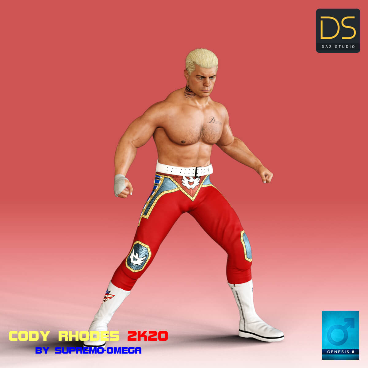 Cody Rhodes 2K23 for G8 Male Daz Content by supremoomega