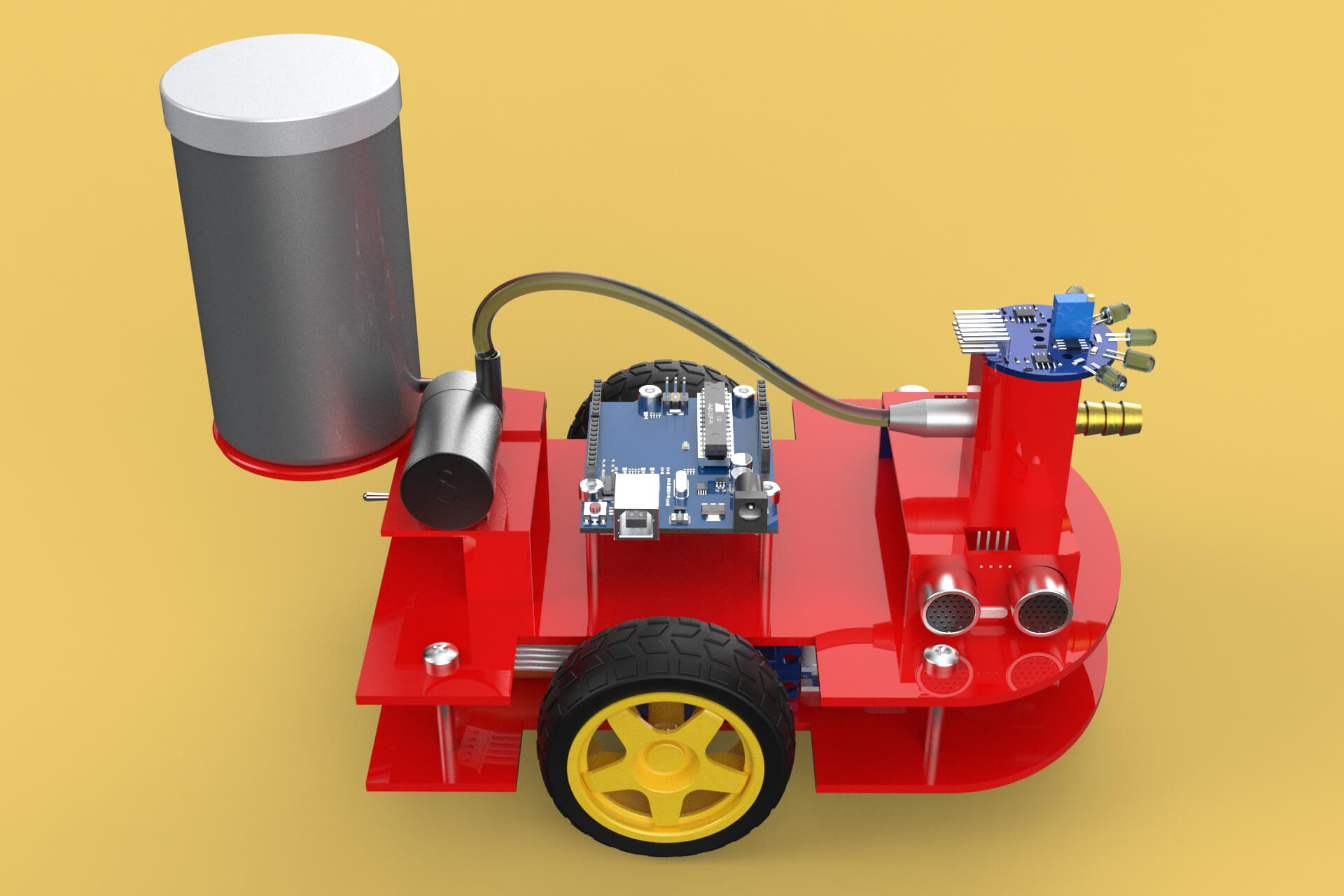 Autonomous Fire Fighting Robot Vehicle Extinguisher Sprayer - 3D Model ...