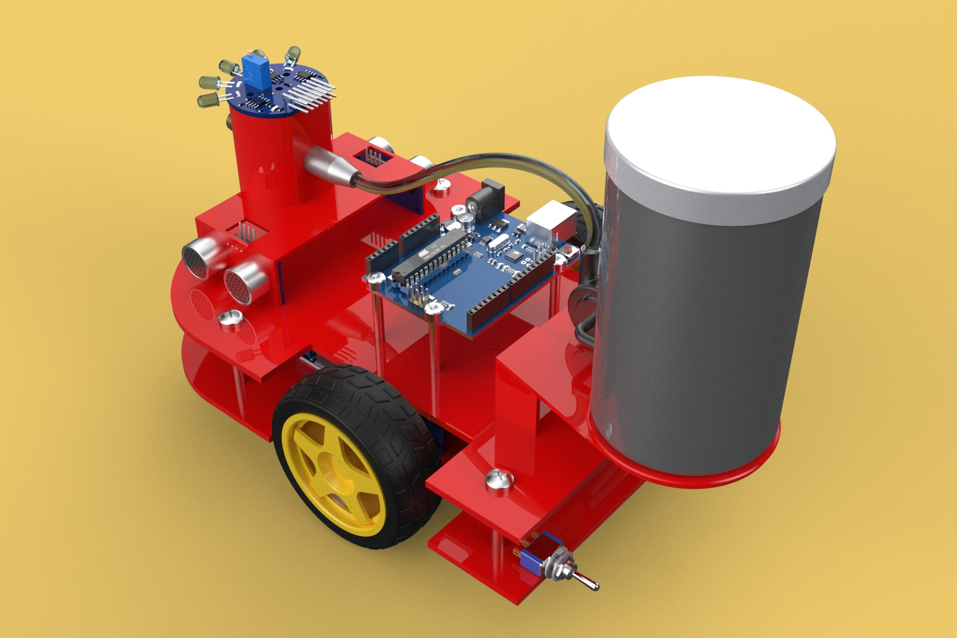 Autonomous Fire Fighting Robot Vehicle Extinguisher Sprayer - 3D Model ...