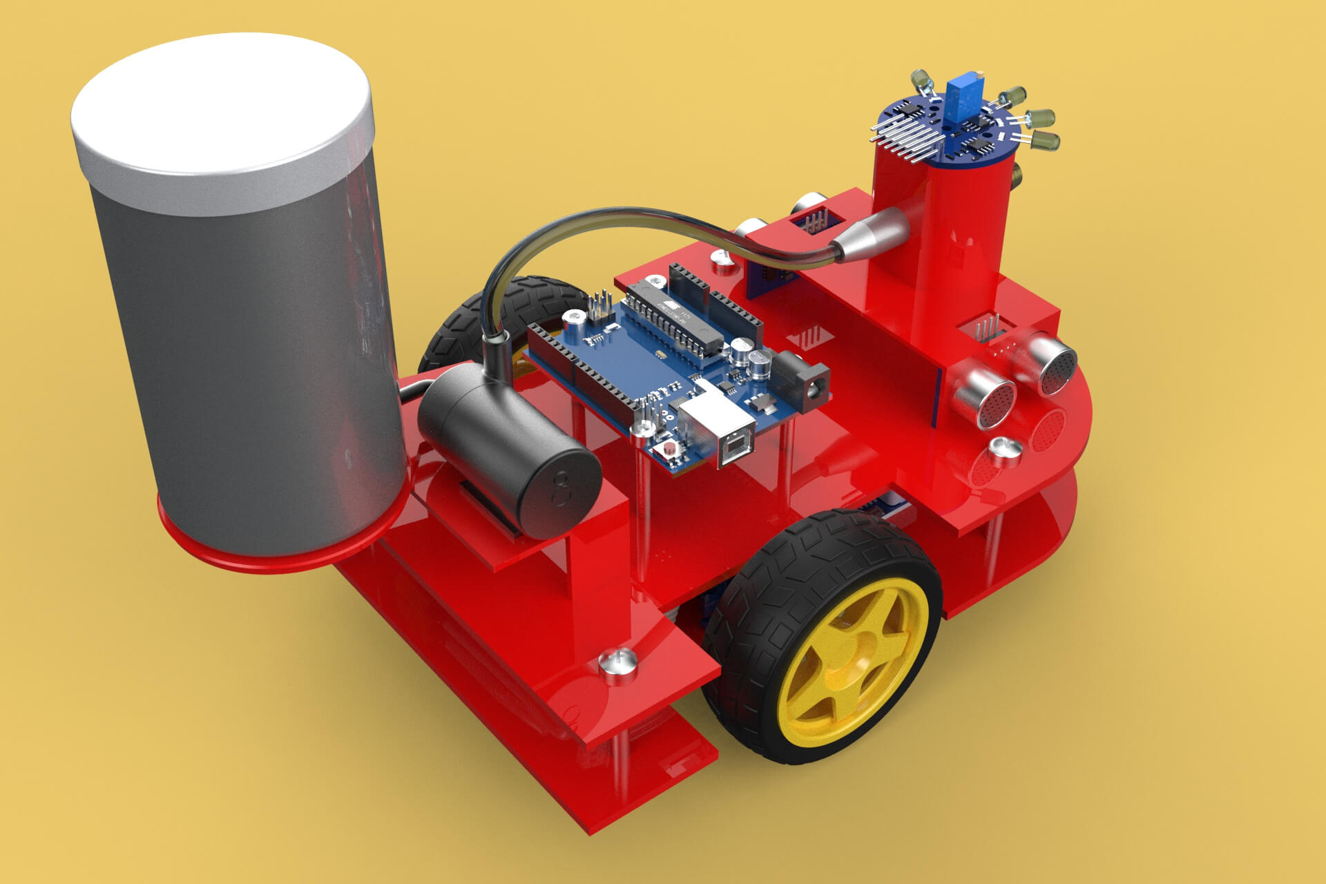 Autonomous Fire Fighting Robot Vehicle Extinguisher Sprayer - 3D Model ...