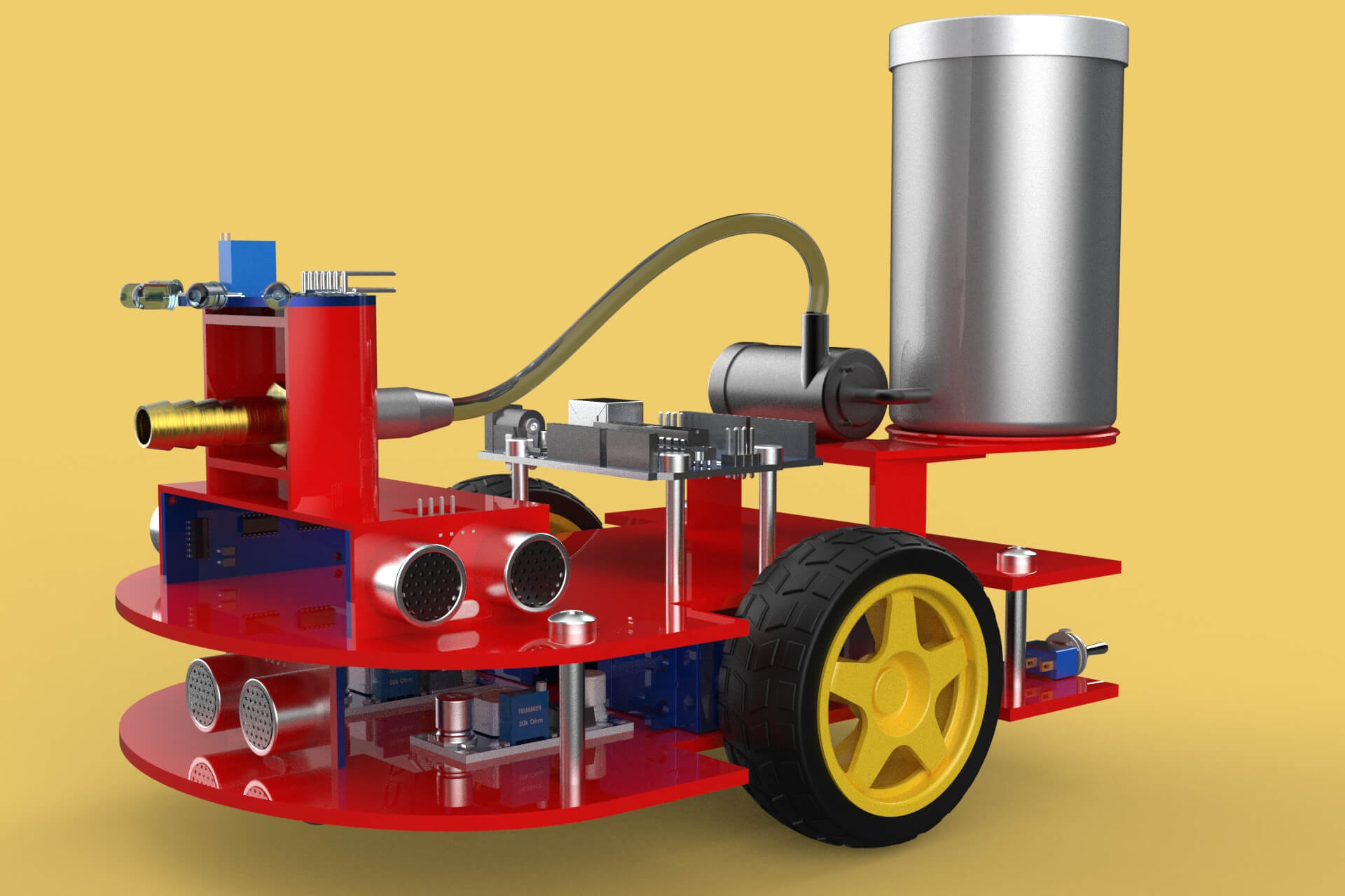 Autonomous Fire Fighting Robot Vehicle Extinguisher Sprayer - 3D Model ...