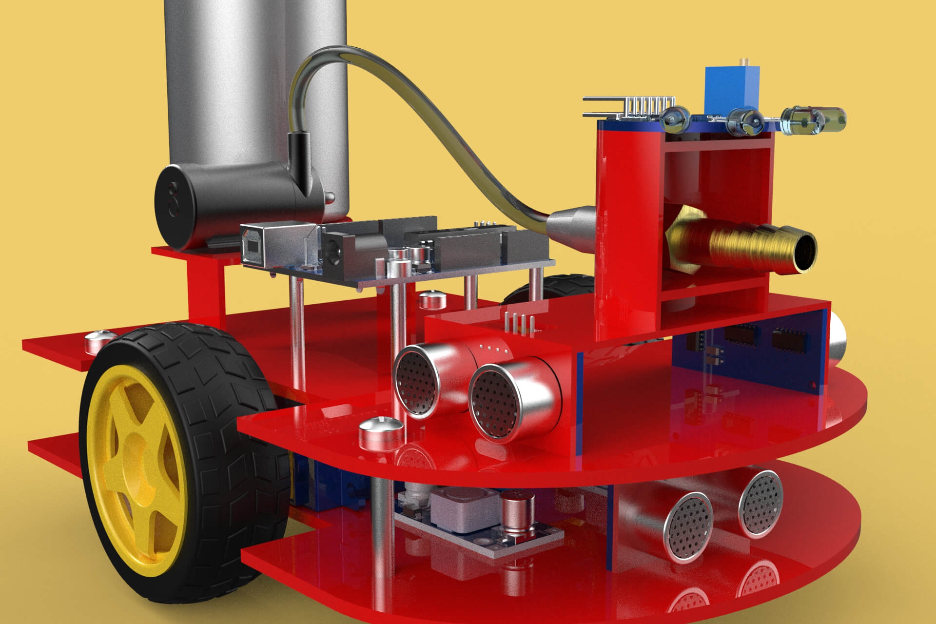 Autonomous Fire Fighting Robot Vehicle Extinguisher Sprayer - 3D Model ...