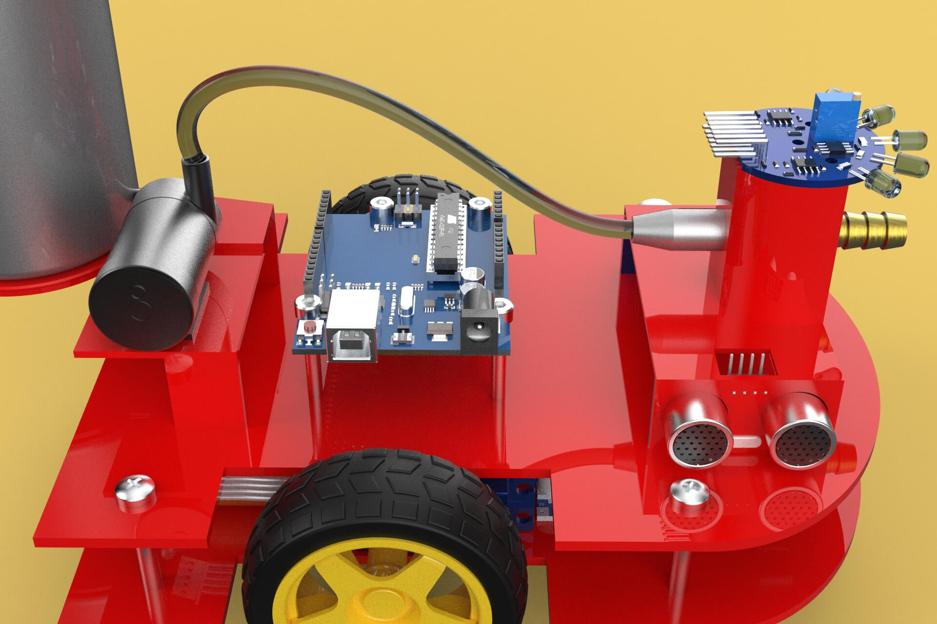 Autonomous Fire Fighting Robot Vehicle Extinguisher Sprayer - 3D Model ...