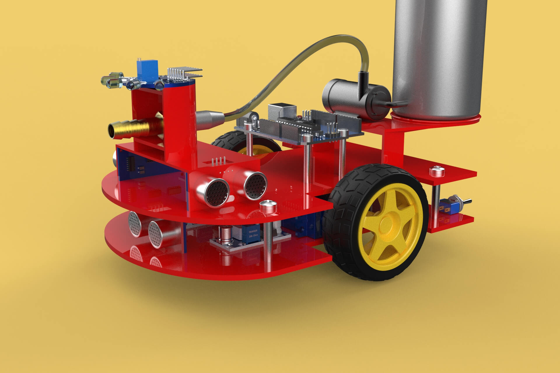 Autonomous Fire Fighting Robot Vehicle Extinguisher Sprayer - 3D Model ...