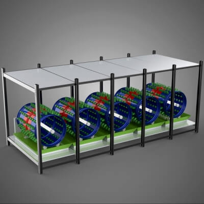 Cell Rack Frame Row Shelf Tray Drum Rotary Hydroponic Plant - 3D Model ...