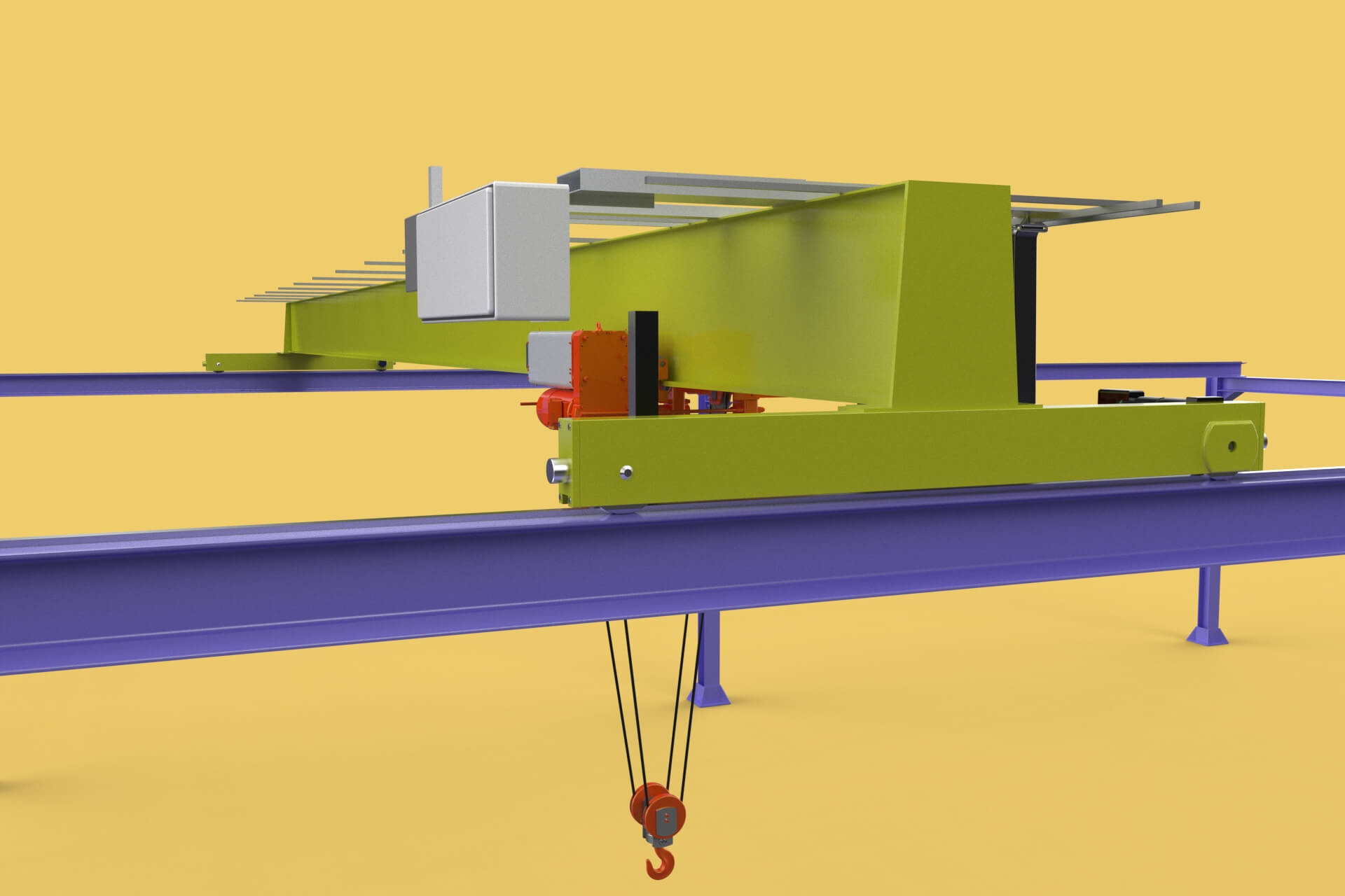 Girder Overhead Bridge Crane Gantry Hoist - 3D Model by surf3d