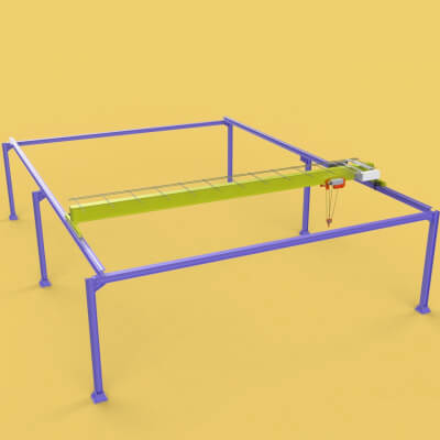 Girder Overhead Bridge Crane Gantry Hoist - 3D Model by surf3d