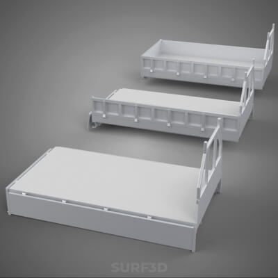 Open Closed Truck Back 3 Way Wide Deck Drop Side Load Bed Up - 3D Model ...