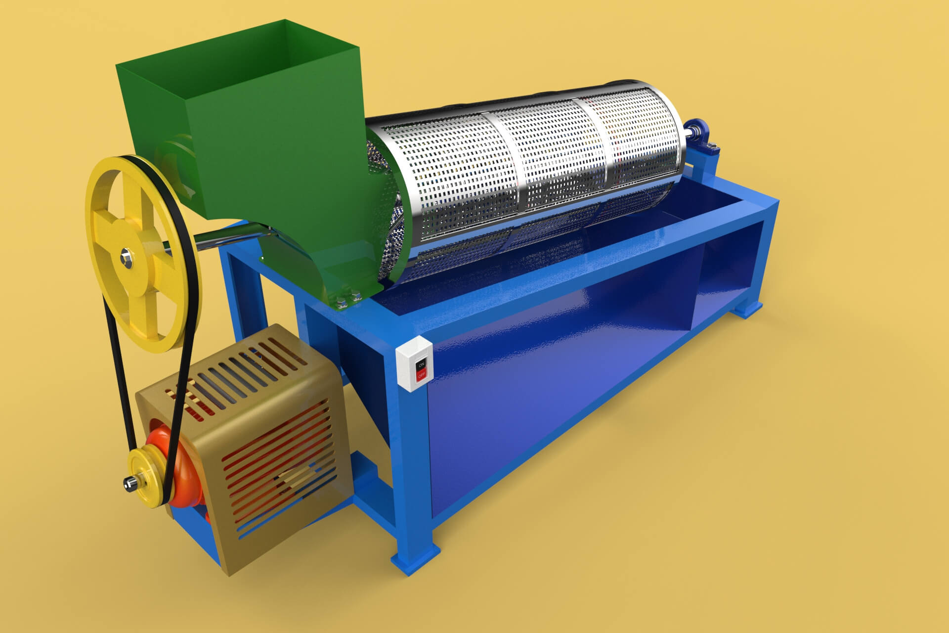 Rotary Drum Sand Sieve Machine Industrial Sieving Screen - 3D Model by ...