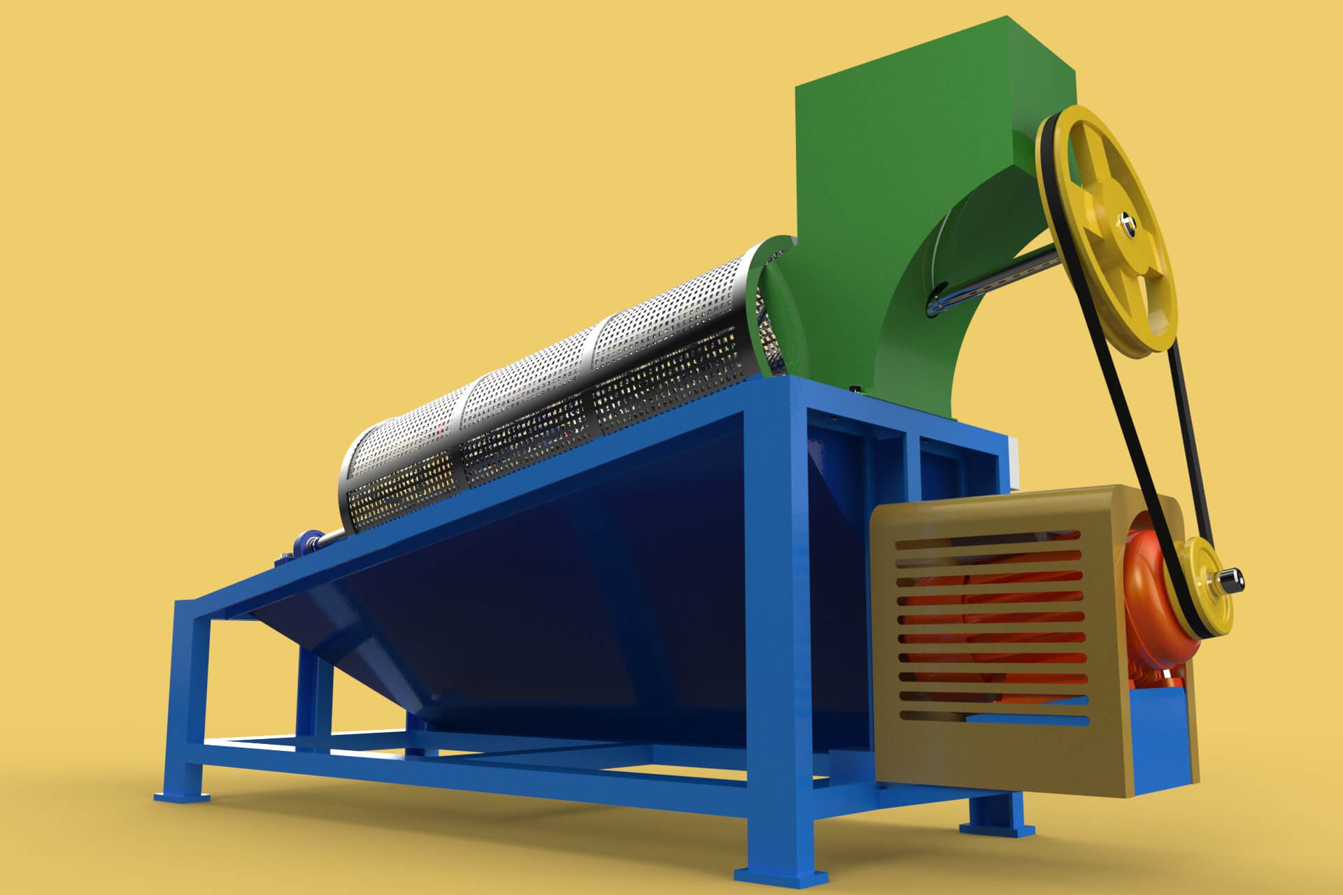 Rotary Drum Sand Sieve Machine Industrial Sieving Screen - 3D Model by ...