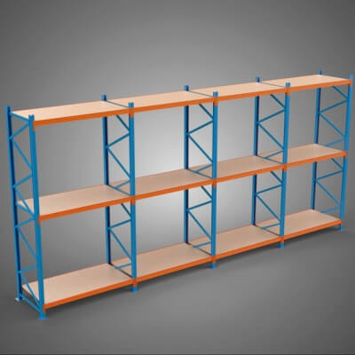 Shelf Wood Steel Warehouse Metal Shelving Storage Rack Frame - 3D Model ...