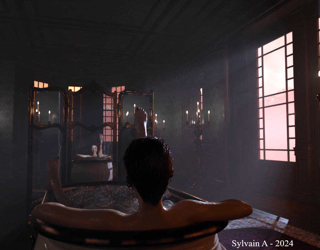 In bath with... 3D Render, Digital Art by Sylvain-A