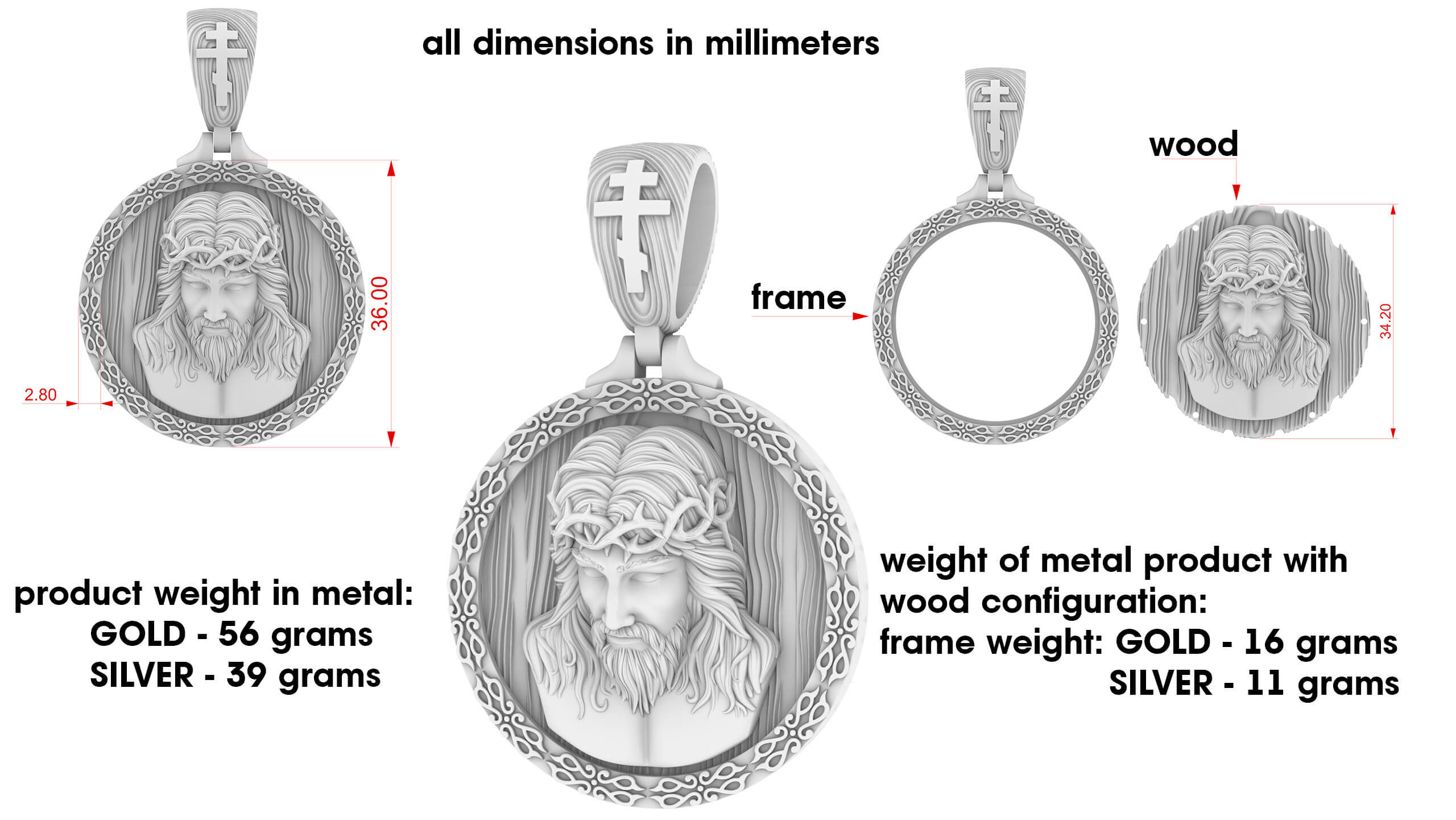 Jesus Pendant 3D Print Model by TahmAz