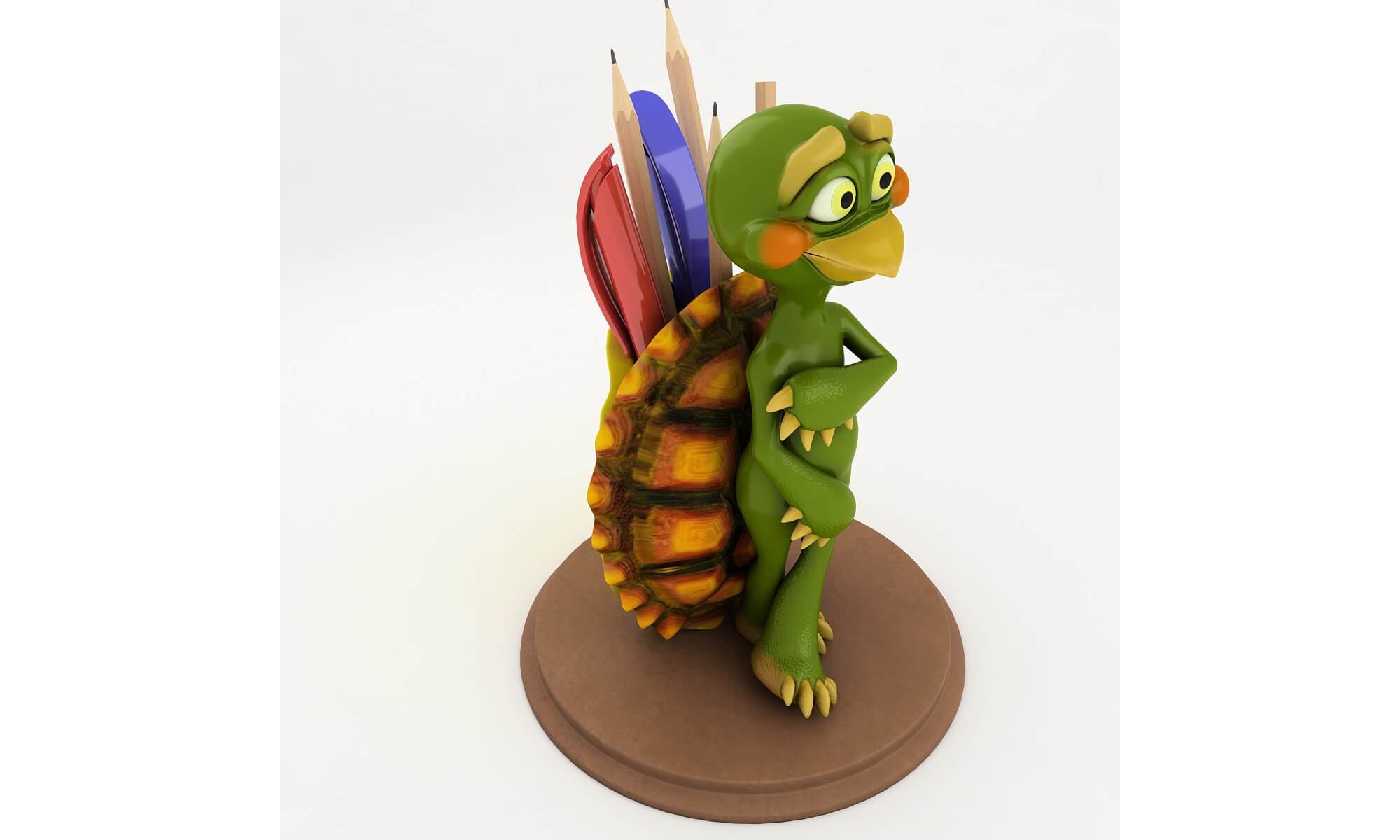 Turtle Stand For Pens and Pencils 3D Model by Takoyto