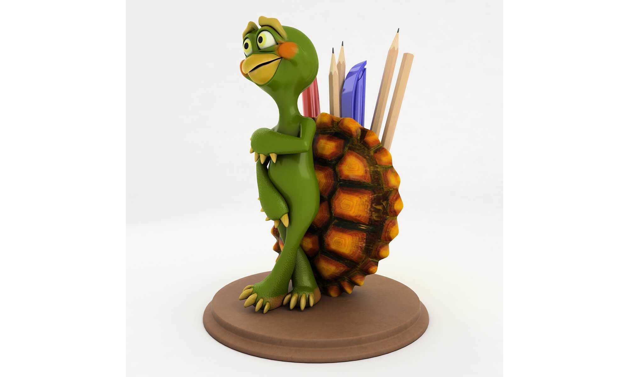 Turtle Stand For Pens and Pencils 3D Model by Takoyto