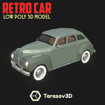 Retro Car Low Poly 3D Model