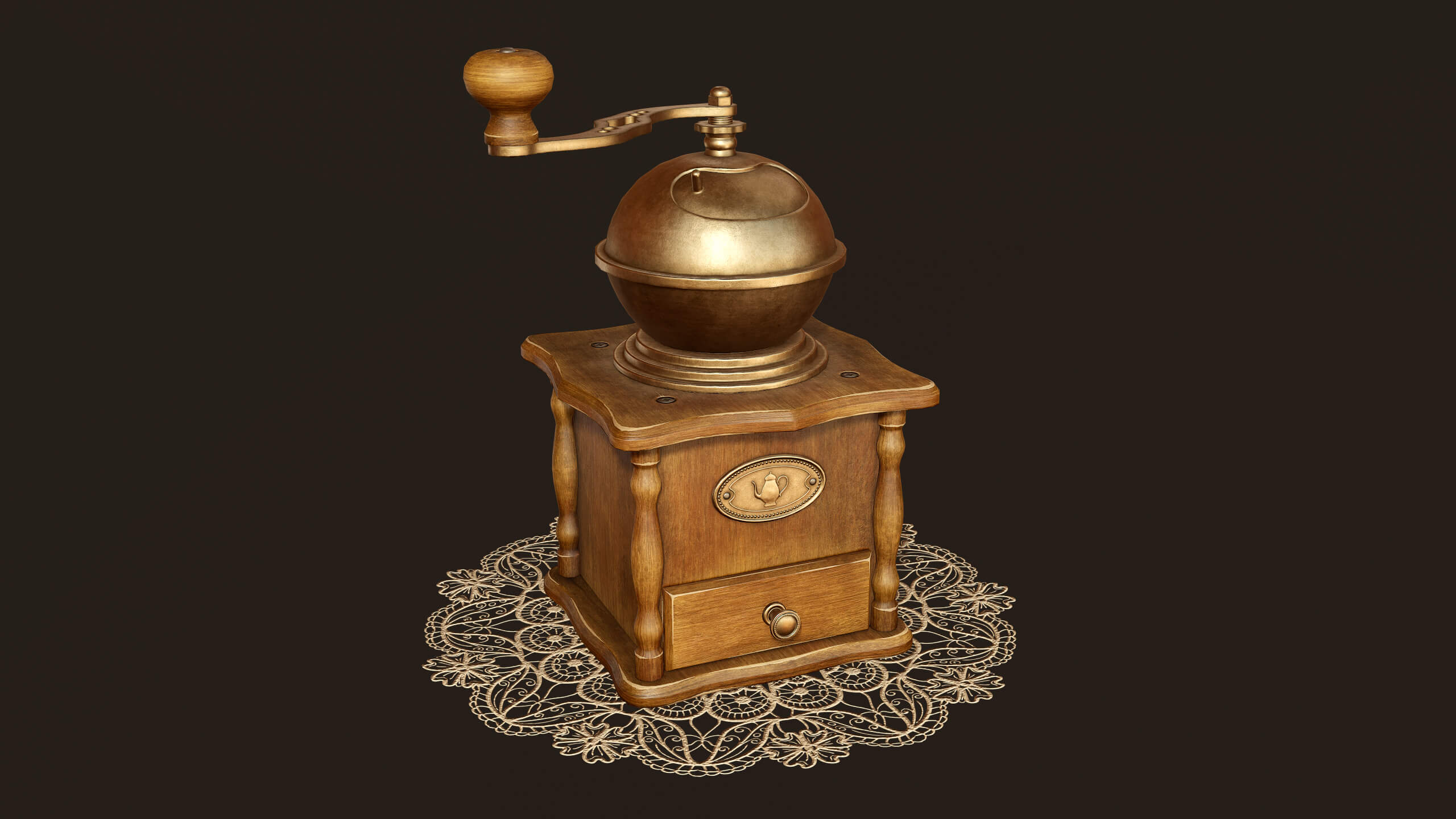 Vintage Coffee Grinder 3D Model by Tatiana Gladkaya