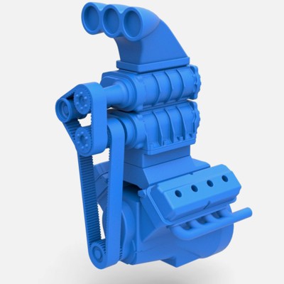 V8 Engine with Double Supercharger - 3D Model by TechItemsRock