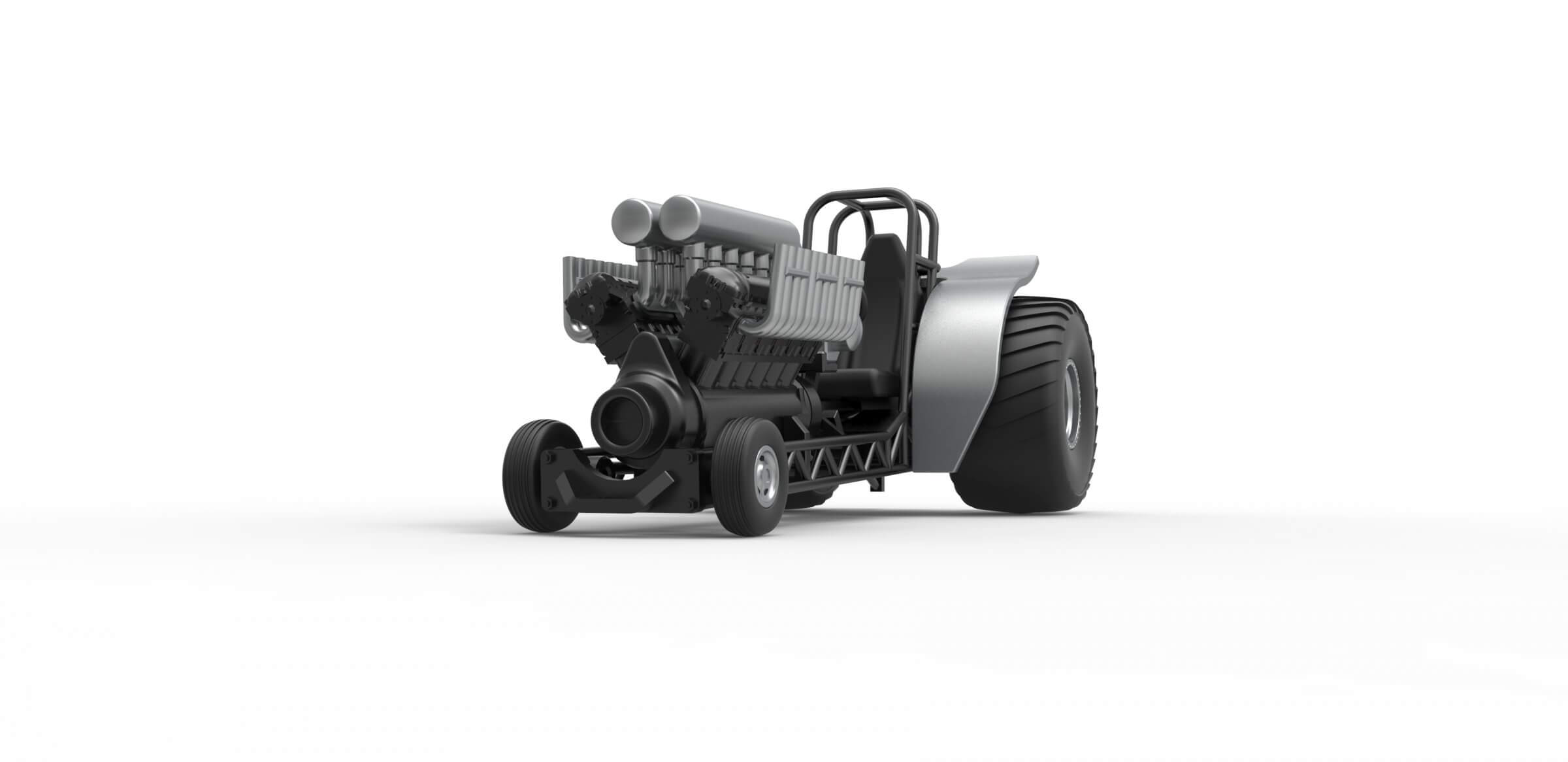 Mini Rod Pulling Tractor with V12 1:25 - 3D Model by TechItemsRock