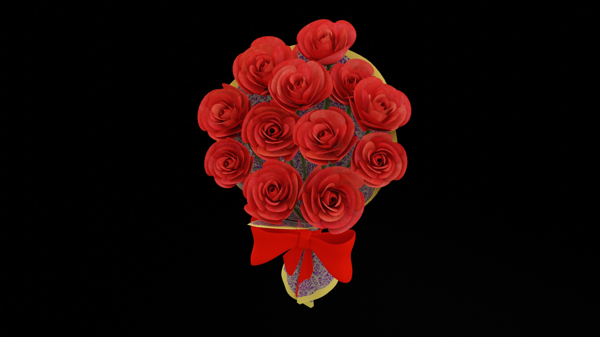 Model Red Flower Red Flowers Bouquet - 3D Model by thedazking