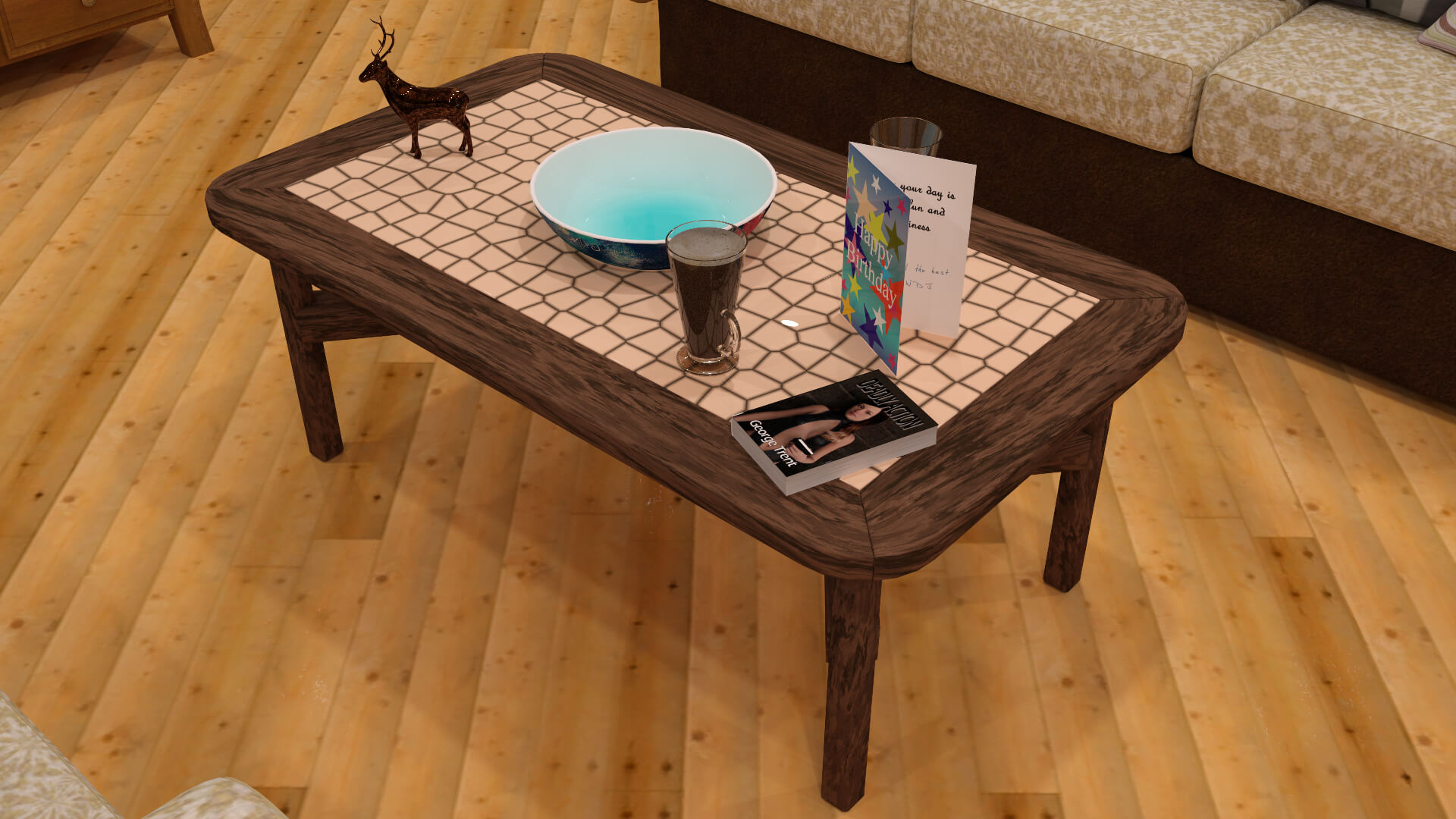 Wooden and Tiled Coffee Table - Daz Content by TheDevian