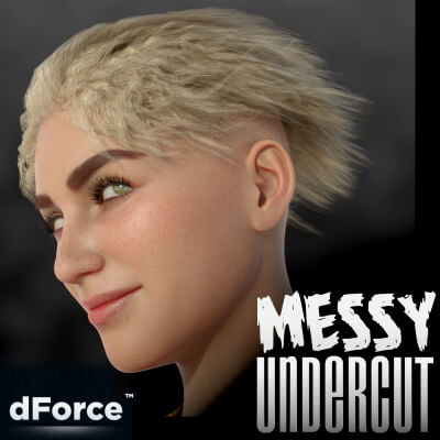dForce Messy Undercut Hair for Genesis 8 and 8.1 Females