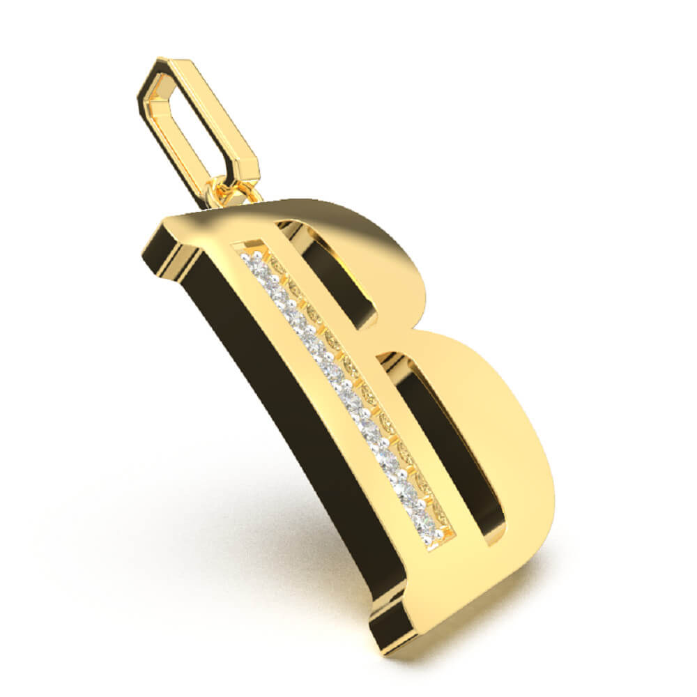 'B' Script Diamond Pendant - 3D Print Model by Thirunavukkarasu s