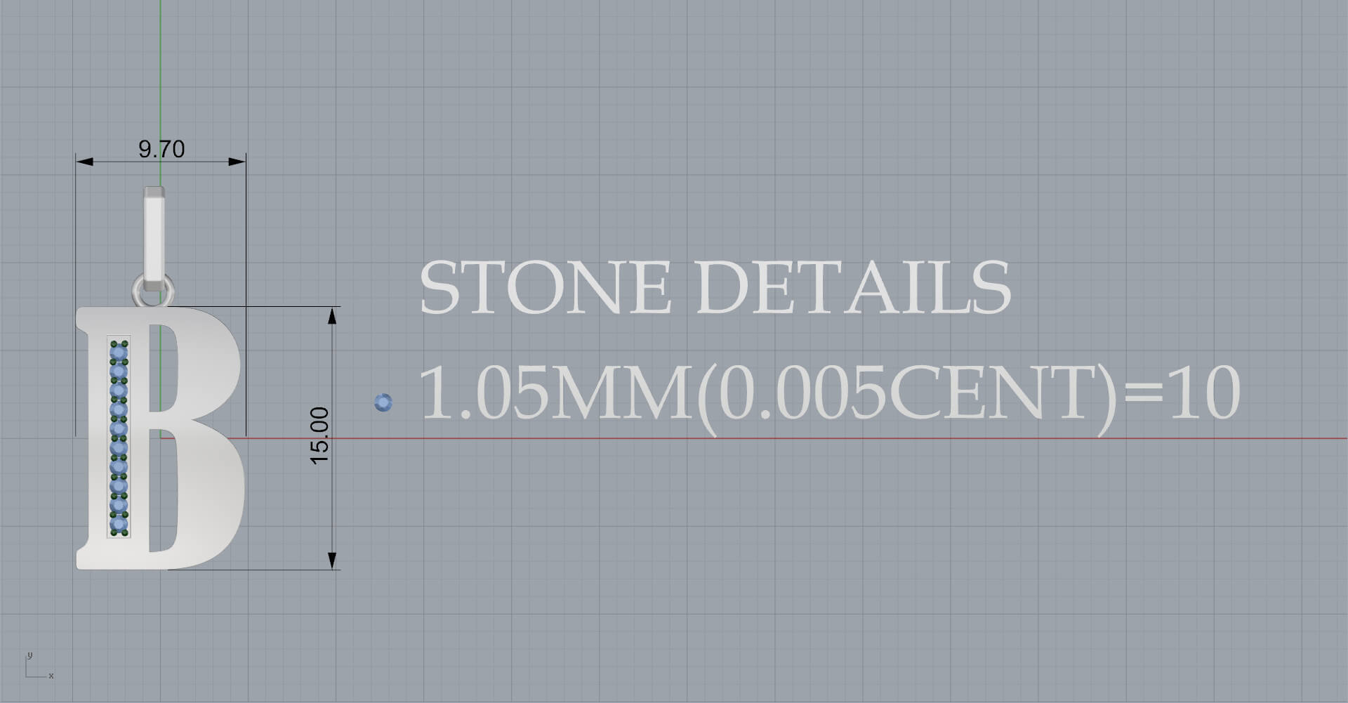 'B' Script Diamond Pendant - 3D Model by Thirunavukkarasu s