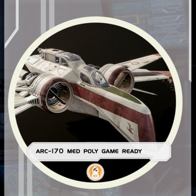Star Wars ARC-170 Starfighter Rigged Lowmed Poly Mesh
