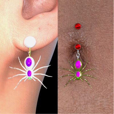 Genesis 9 Female Spider Earring & Belly Piercing