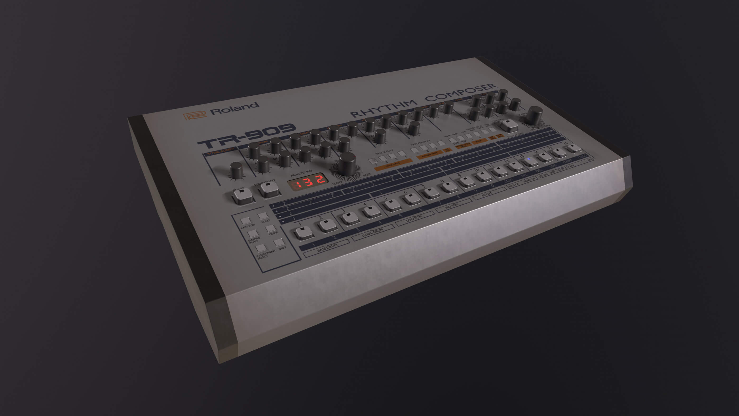 Roland TR909 Synthesizer Low Poly Game Ready 3D Model by tolgaoz132
