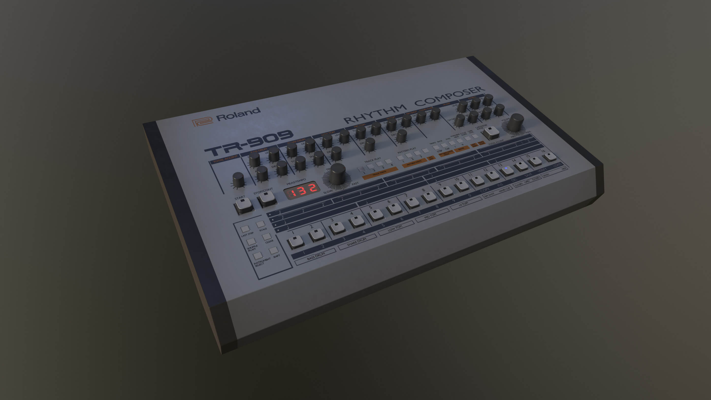 Roland TR909 Synthesizer Low Poly Game Ready 3D Model by tolgaoz132