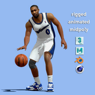3D Rigged Gilbert Arenas Washington Wizards NBA