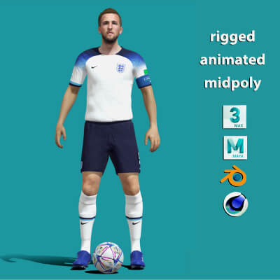 3D Rigged Harry Kane Wc2022