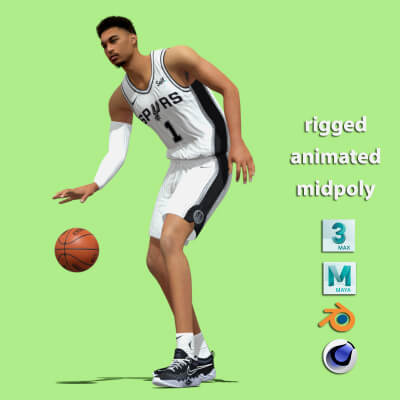 3D Rigged Victor Wembanyama Spurs NBA