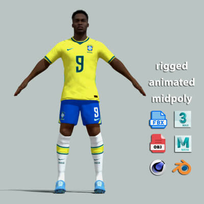 A-P Rigged Endrick Felipe Brazil World Cup 2026 3D Model