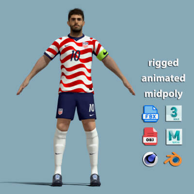 A-Pose Rigged Christian Pulisic Worldcup 2026 3D Model