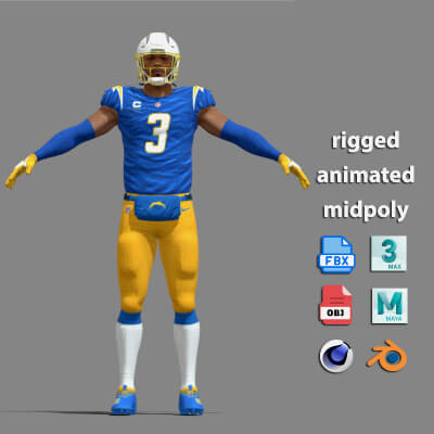 A-Pose Rigged Derwin James Chargers NFL