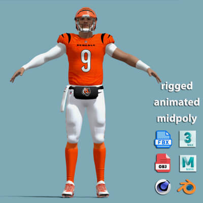 A-Pose Rigged Joe Burrow Cincinnati Bengals NFL