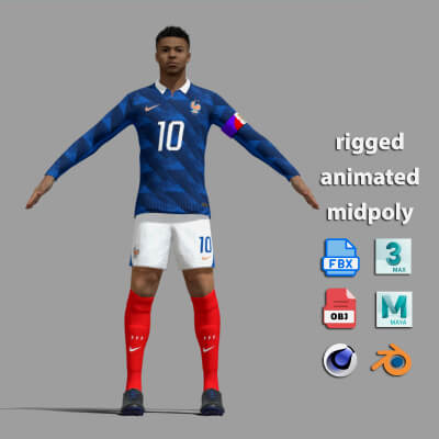 A-Pose Rigged Kylian Mbappé France Worldcup 2026