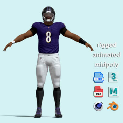 A-Pose Rigged Lamar Jackson Ravens NFL